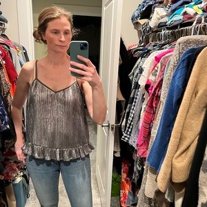 Anthropologie NWT sequins gray top, 6